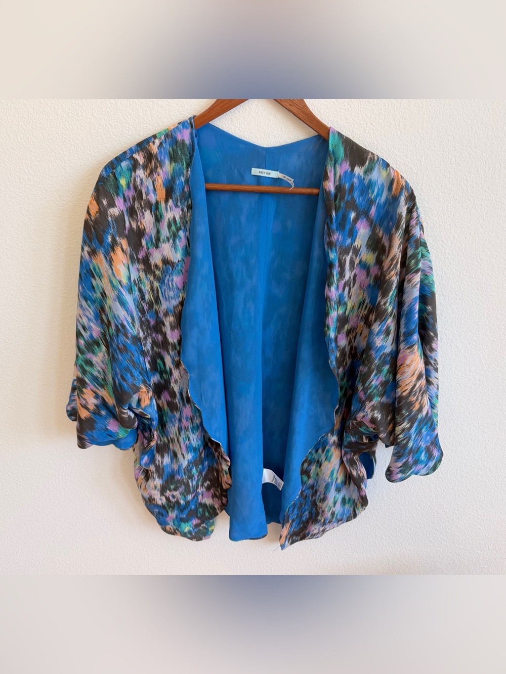 Kimchi Blue Multicolor Blue and Teal Patterned Draped Cardigan
